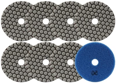 Diamant polijstschijven - Schuurpads - Oppervlakken polijsten - Droog polijsten - 8 stuks 100 mm - Grijs