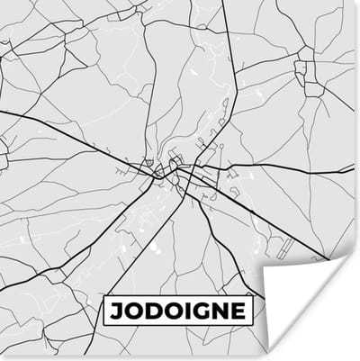 Poster Zwart Wit – België – Plattegrond – Stadskaart – Kaart – Jodoigne - 100x100 cm XXL