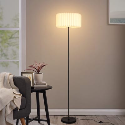 NETTLIFE Staande lamp - woonkamer/ studeerkamer - vintage - G9 - wit - papieren lampenkap - 152cm-excl. lichtbron
