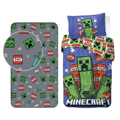 Minecraft slaapkamerset; dekbedovertrek en hoeslaken
