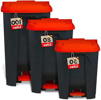 Prullenbak 50 Liter - Afvalemmer Pedaalemmer - Keuken Kantoor - Step-On Mechanisme - 43 x 40 x 60 cm - Rood