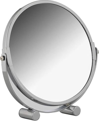 Make-up Spiegel - Spiegel Vergroting Staande Spiegel - vergroting 3-voudig - verchroomd - rond 17 cm Ø - scheerspiegel - badkamerspiegel