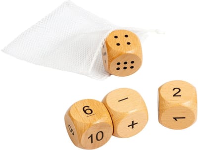 Educo Rekendobbelstenen - Houten speelgoed - Houten puzzel - Educatief speelgoed - Kinderspeelgoed - Incl. opbergzakje - 4 stuks