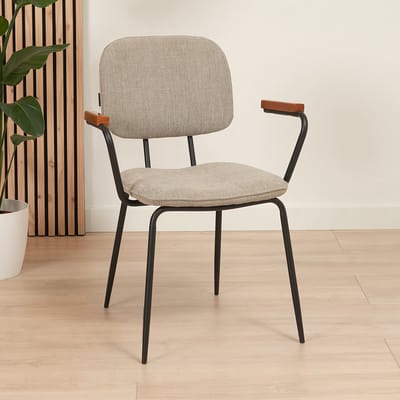 Bronx71® Scandinavische eetkamerstoel Oskar taupe gerecyclede stof - stoel