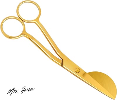 Mrs. Jones Stoffen schaar - borduurschaar van roestvrij staal - applicatieschaar eendenbek mes - kunst tuften - borduurwerk 15 cm goud .