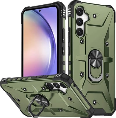 Coverup Hoesje - Geschikt voor Samsung Galaxy A54 Hoesje - Coverup Heavy Duty Ring Kickstand Back Cover - Army Green