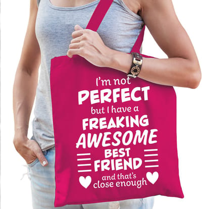 Freaking awesome best friend / geweldige beste vriend cadeau tas roze voor dames - kado tas / tasje / shopper