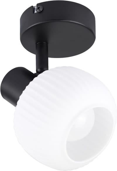 Glitzerlife - Plafondspot Plafondlamp - draaibaar en kantelbaar - opbouwspots - 1xE14 fitting - glas en metaal design - Ø12,5cm - zwart