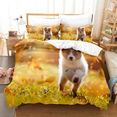Schattige Honden Beddengoed Set Eenpersoons Twijfelaar Volledig Queen King Size Huisdier Hond Bed Set Volwassene Kind Slaapkamer Dekbedovertrek Sets 3D Print 030 US Queen(228x228cm
