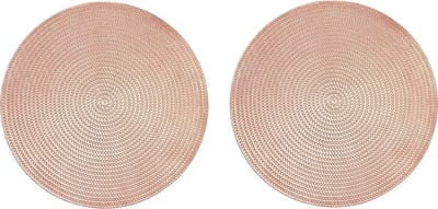 Krumble Placemat - Set van 2 - Placemats - Onderzetter - Rond - PVC - Tafelbeschermer - Onderlegger - Hittebestendig - Decoratieve placemat - Rond - Roségoud