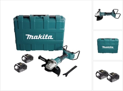 Makita DGA 900 TKX2 accu haakse slijper 36V ( 2x18V ) 230mm borstelloos + 2x accu 5,0Ah + Ezynut + koffer - zonder lader