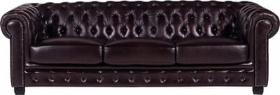 Vente-unique Vierzitsbank Chesterfield BRENTON 100% buffelleer - bruin tinten