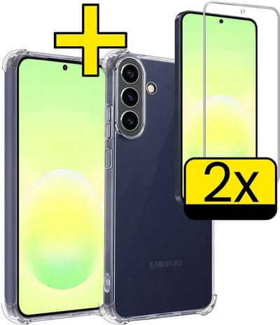 Hoesje - Met Screenprotector - 2 Stuks - Geschikt voor Samsung Galaxy A57 - Sterk & Shockproof - Siliconen Case - Back Cover - Telefoon Hoes - Shock Proof - Telefoonhoesjes - Transparant