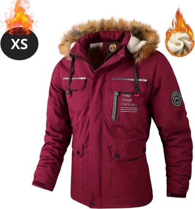 Livano Winterjas - Parka - Heren - Winter - Jas - Volwassen - Stijlvol - Met Capuchon - Gewatteerde Jas - Rood - XS