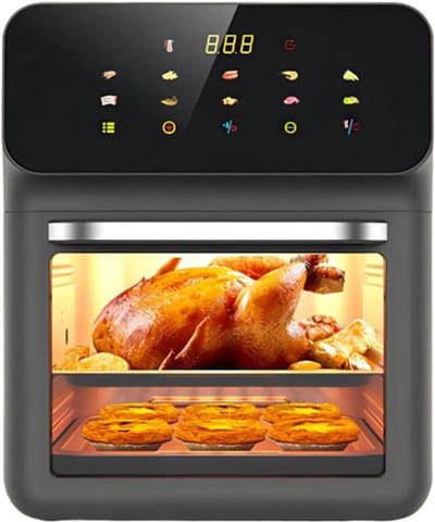 Luchtfriteuse Oven - Multicooker Grill - Gezinsmaaltijden Bereiden - Ruime 15L Capaciteit - 32 x 34 x 32 cm - Zwart