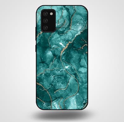 Smartphonica Telefoonhoesje voor Samsung Galaxy A02s met marmer opdruk - TPU backcover case marble design - Goud Groen geschikt voor Samsung Galaxy A02s