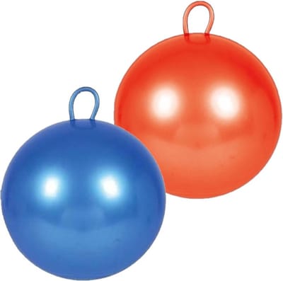 2x stuks skippyballen voor kinderen blauw en oranje 60 cm - Zomer buiten speelgoed