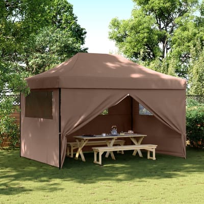 vidaXL - Partytent - inklapbaar - pop-up - met - 4 - zijwanden - bruin