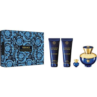 Versace Pour Femme Dylan Blue Eau de Parfum Spray 100 ml + Body Lotion 100 ml + Shower Gel 100 ml + Mini - Geschenkset Dames