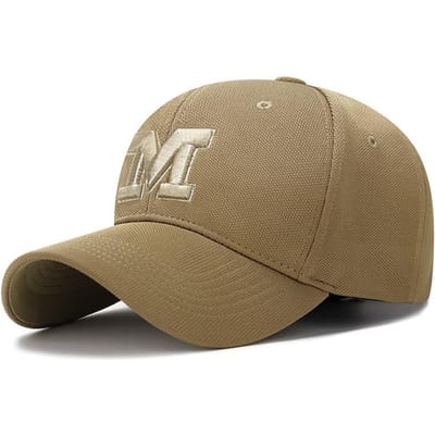 Vier Jaargetijden Nieuwe M Letter Geborduurde Baseballpet Modieuze Veelzijdige Unisex Buiten Zonnehoed Zonbescherming Eendenbekpet Adjustable beige
