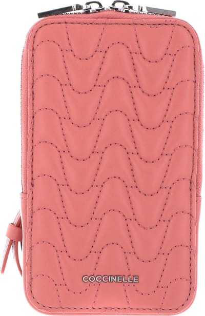 COCCINELLE Leren Telefoontasje Flor Matelasse Hi-Tech Phone Bag Camelia Roze