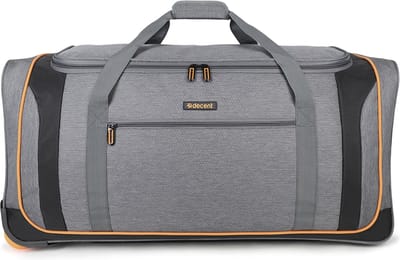 Decent FLEXPLUS Reistas met Wielen 75 cm - Handvat Uittrekbaar - Weekendtas / Sporttas - Ruime en lichte reistas 92 liter inhoud - Grijs/oranje