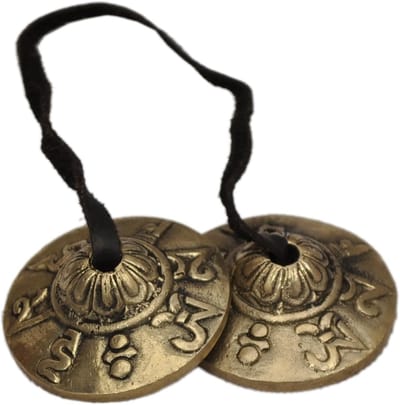 Kleine Tibetaanse Tingsha Belletjes met Om Mani Padme Hum Mantra
