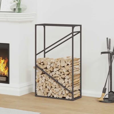 Houtrek - Houtopslag - Open haard - Koudgewalst staal - 60x25x100 cm - Zwart