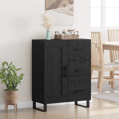vidaXL - Dressoir - met - lade - Zwart - Eiken - 69,5 - x - 34 - x - 90 - cm