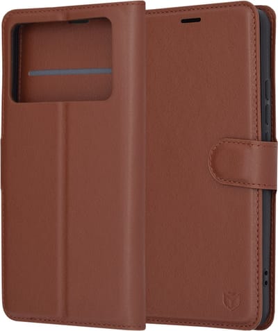 Hoesje geschikt voor Xiaomi Poco X6 Pro - Techsuit Leather Folio Book Wallet Case - Bruin
