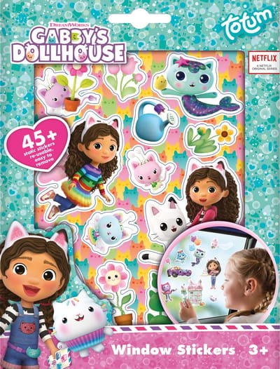 Gabby's Poppenhuis Totum 45 raamstickers verplaatsbare stickers niet permanent - educatief speelgoed junior vanaf 3 jaar - voor thuis en op reis vakantie - Gabby's Dollhouse