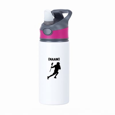 Hacebo® - Lacrosse met eigen naam waterfles met rietje roze - Sport - Lacrosse - Sport - water fles - 650ML