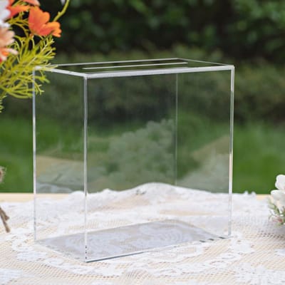 Doorzichtige Acryl Kaartendoos - Grote 10x10x5,5 Inch voor Trouwreceptie, Decoratie en Fondsenwerving