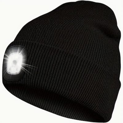 LED is more muts - Oplaadbare Led Muts - Unisex muts met LED verlichting - Muts met licht - 3 Lichtsterktes - Acryl/Polyester - Grijs