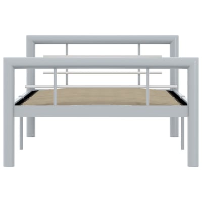 vidaXL - Bedframe - metaal - grijs - en - wit - 100x200 - cm