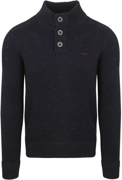 NZA - Blauwe katoenen half button trui