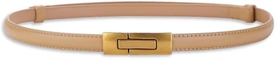 Dunne Leren Tailleband voor Dames met Vintage Metalen Gesp, Verstelbaar en Geschikt voor Jurken en Jeans