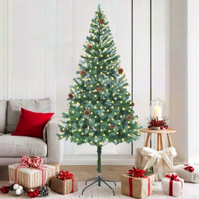 vidaXL - Kunstkerstboom - met - 300 - LED - Groen - 180 - cm - PVC - en - Staal