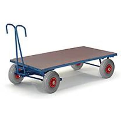 Handtrekwagen, zonder boorden, 1600 x 800 mm, luchtbanden,