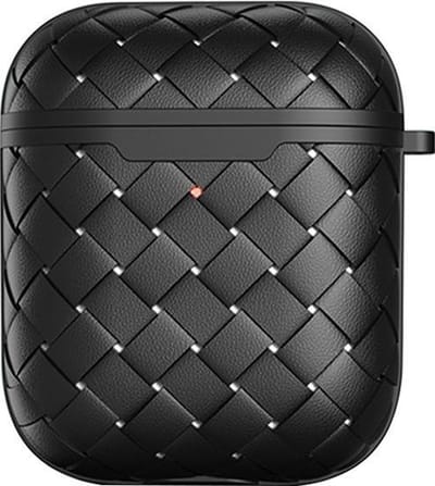 AirPods hoesjes van By Qubix - AirPods 1/2 hoesje PU Wave Series - soft case - zwart Airpods Case Hoesje voor Airpods Airpods 1 Airpods 2 Hoes