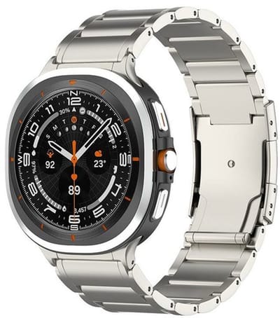 By Qubix - smartwatch bandje - Compatible Samsung bandje - Titanium band - Titanium kleur - Geschikt voor Samsung Galaxy Watch 9 (40/44mm) - Watch 8 (40/44mm) - Watch 8 Classic (46mm)