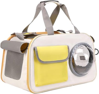 Kattenvervoermandje - Schoudertas Reizen - Huisdier Transport - Ademend Draagbaar - 42.6 x 29.2 x 13.1 cm - Geel