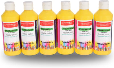 Plakkaatverf Gele Plakkaatverfset | 6 Tubes, Waterbasis, Kindvriendelijk & Uitwasbaar | Geschikt voor Kinderen & Volwassenen