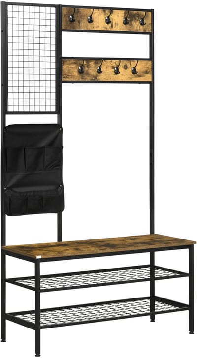 Kledingkast - 100x35x180 cm - Draagbare Stalen Tas, Robuust & Veelzijdig - Voor Outdoor & Dagelijks Gebruik - Staal - Bruin