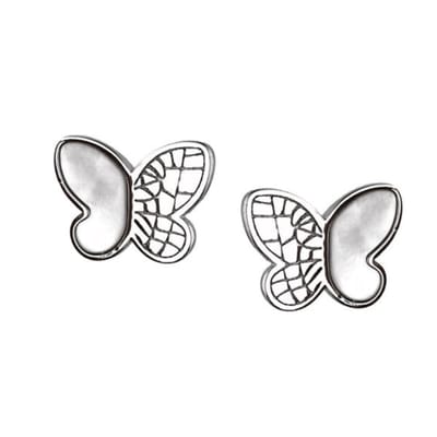 Zilver Oorbellen Vlinder Dames - Zilveren Oorbellen Dames Vlinder met Parelmoer - Parelmoer oorbellen - Butterfly Earrings with Mother of Pearl - Zilver 925 - Amona Jewelry