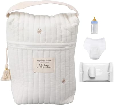 Gewatteerde Luiertas - Fopspeentas Organizer - Baby Benodigdheden - Cartoon Borduurpatroon - 36 x 28 x 8 cm - Ster