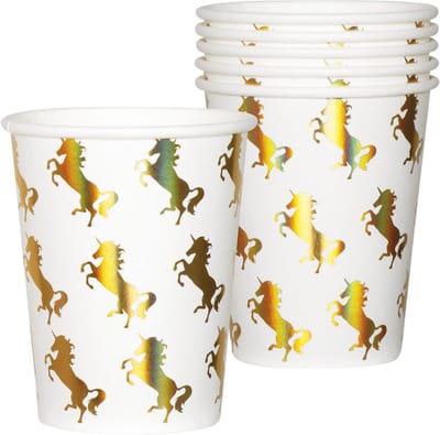 Boland - 6 kartonnen holografische eenhoorn bekers - Decoratie > Bekers, glazen en bidons