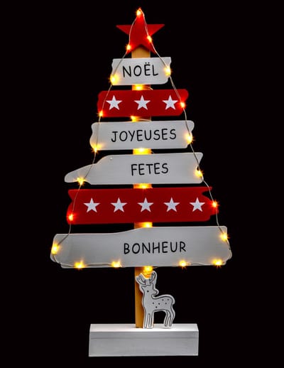 JJA - Lichtgevende Kerstboom Decoratie Rood en Wit 50 cm met LED