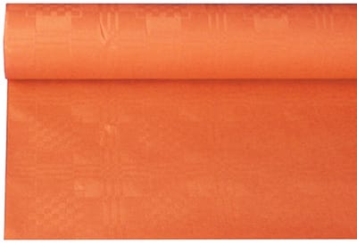 12x Tafelkleed papier met damastprint 6 m x 12 m nectarine