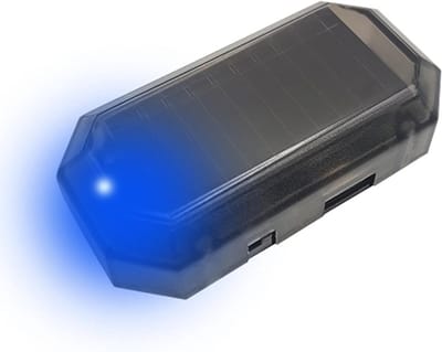 Auto Alarmlicht - Waarschuwingslampje - Voertuig Beveiliging - Zonne-energie Opladen - 5.5 x 2.6 x 1.4 cm - Blauw